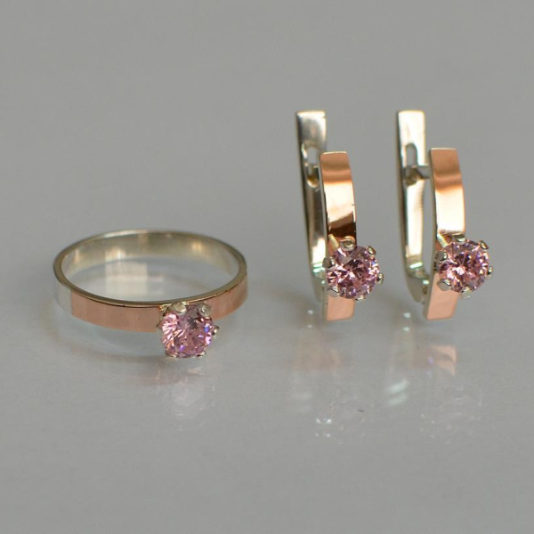 Срібний комплект з золотими напайками