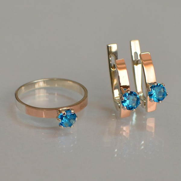 Срібний комплект з золотими напайками