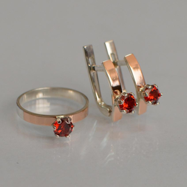 Срібний комплект з золотими напайками