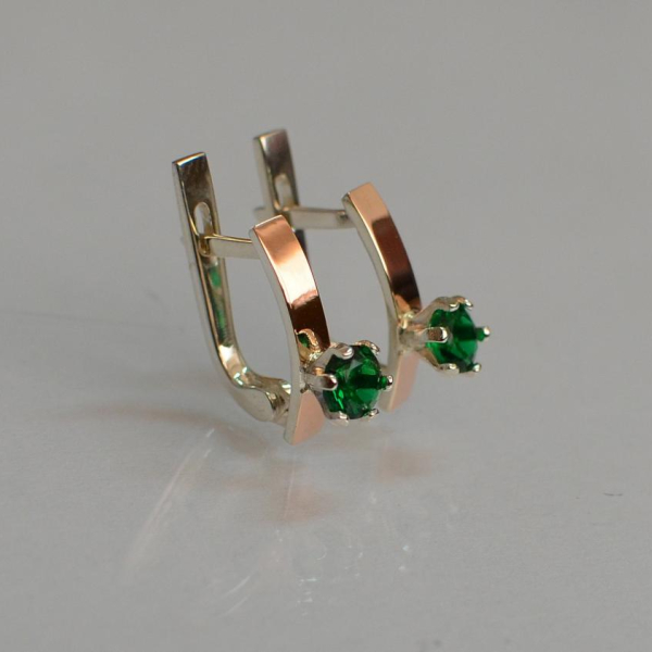 Срібні сережки з пластинами із золота