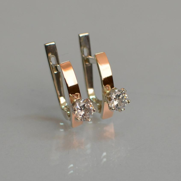 Срібні сережки з пластинами із золота