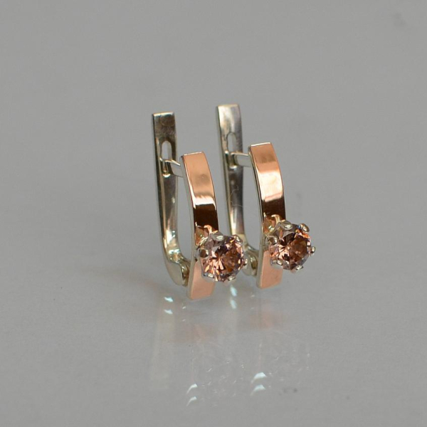 Срібні сережки з пластинами із золота