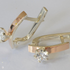 Срібні сережки з пластинами із золота