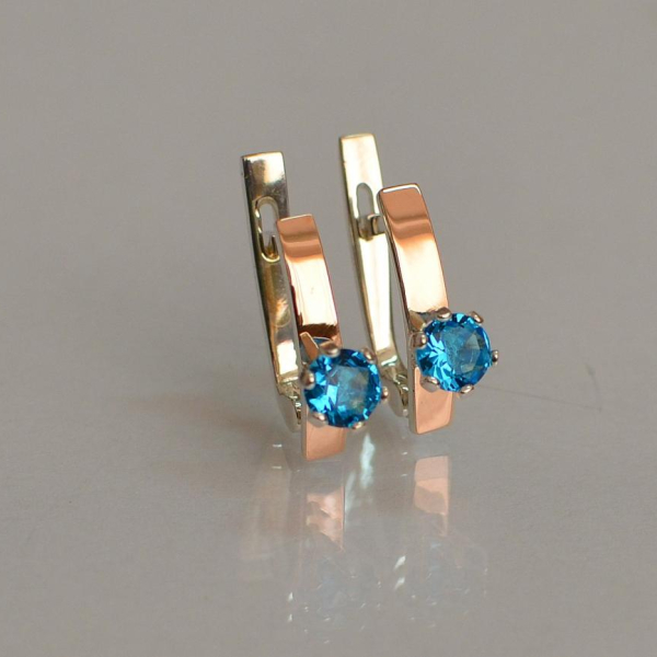 Срібні сережки з пластинами із золота