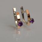 Срібні сережки з пластинами із золота