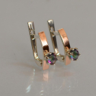 Срібні сережки з пластинами із золота