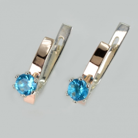 Срібні сережки з пластинами із золота