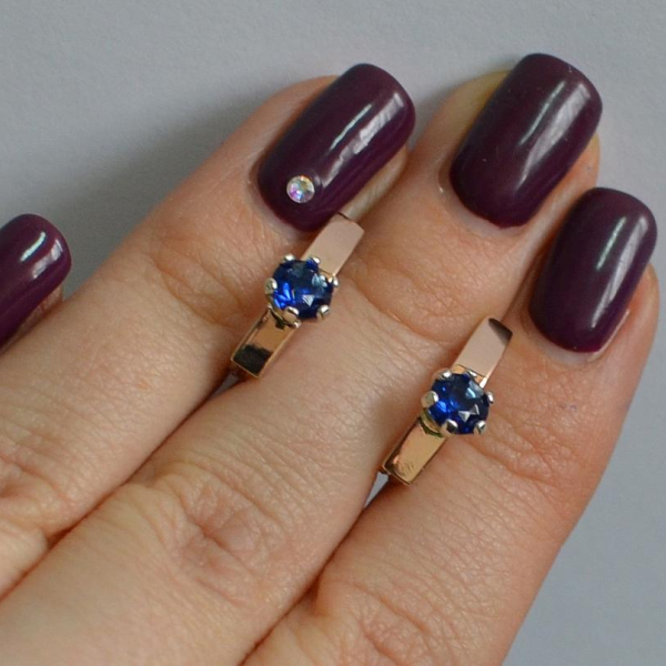 Срібні сережки з пластинами із золота