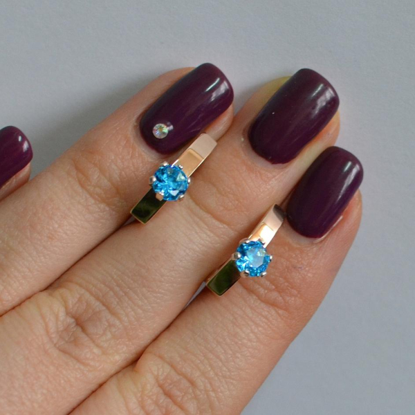 Срібні сережки з пластинами із золота