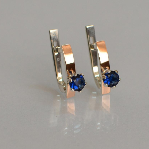 Срібні сережки з пластинами із золота