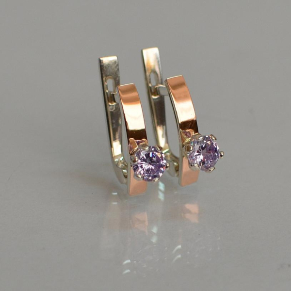 Срібні сережки з пластинами із золота