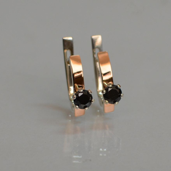 Срібні сережки з пластинами із золота