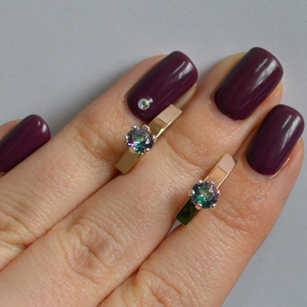 Срібні сережки з пластинами із золота