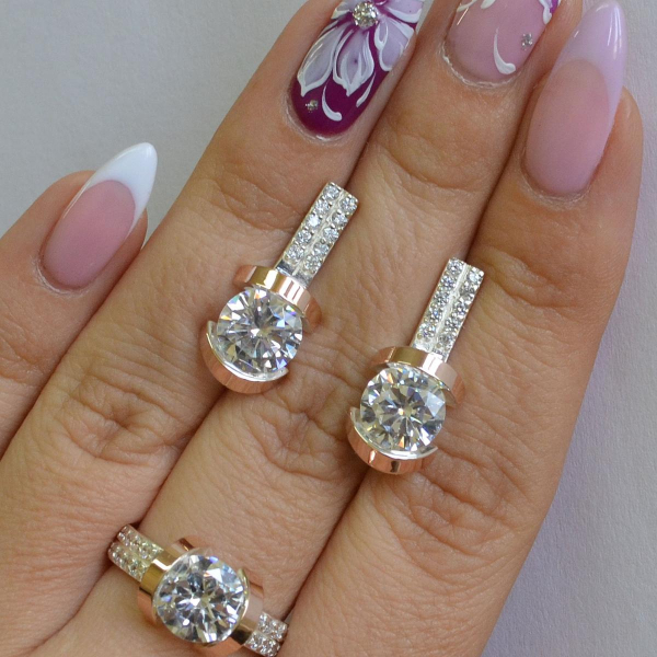 Срібний гарнітур з золотими накладками