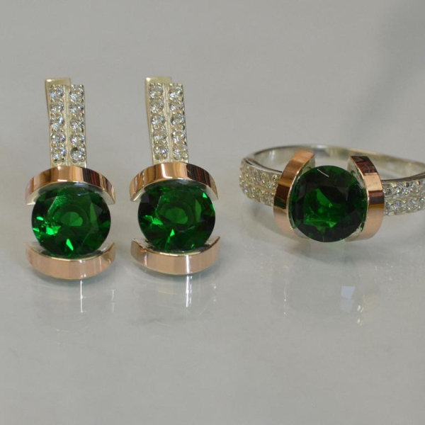 Срібний гарнітур з золотими накладками