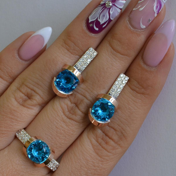 Срібний гарнітур з золотими накладками