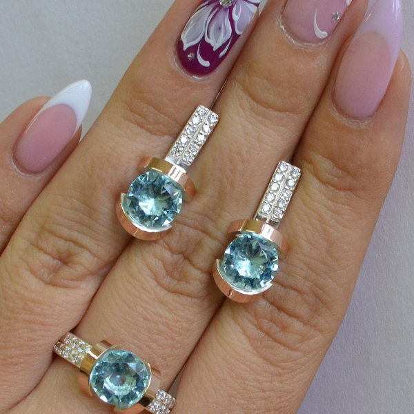 Срібний гарнітур з золотими накладками