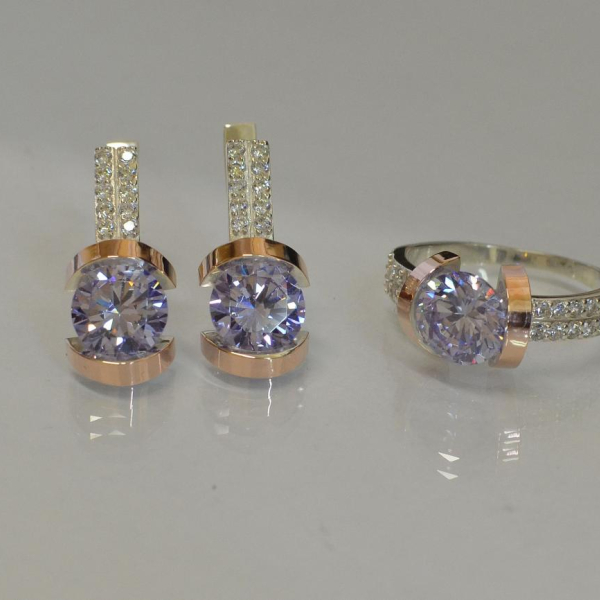 Срібний гарнітур з золотими накладками