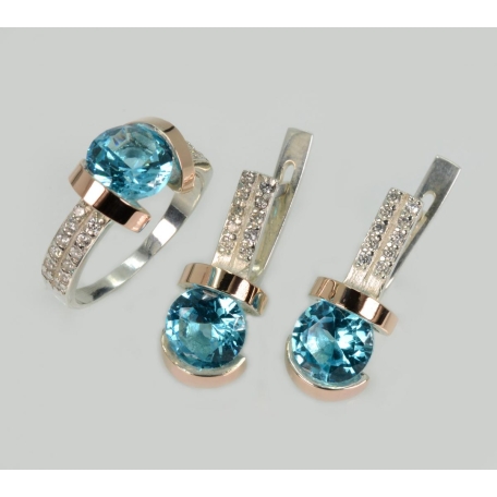 Серебряный гарнитур с золотыми накладками