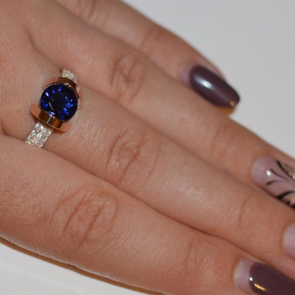 Срібна каблучка  зі вставками з золота