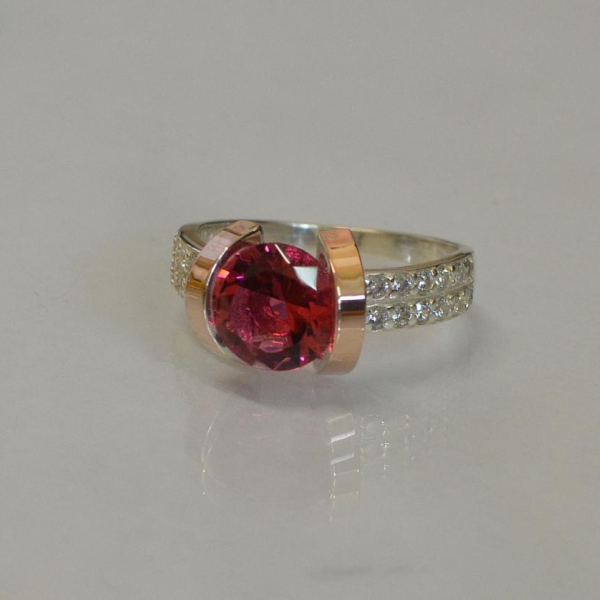 Срібна каблучка  зі вставками з золота