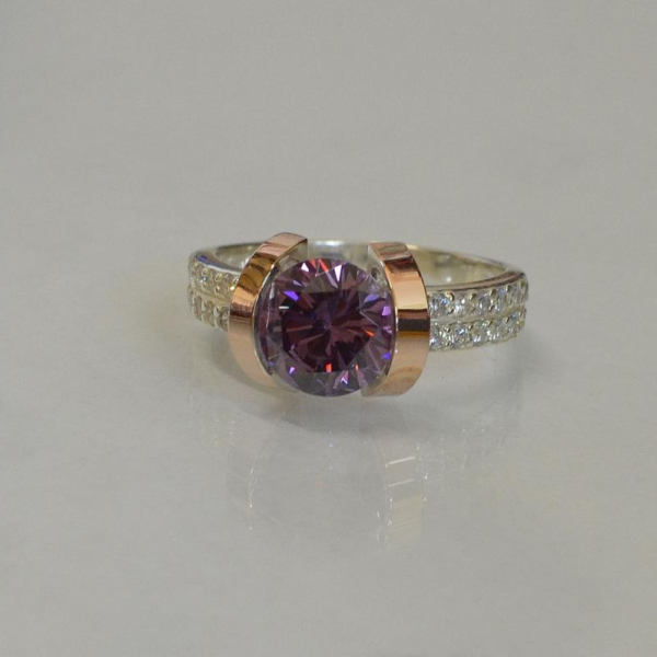 Срібна каблучка  зі вставками з золота