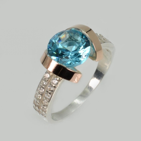 Срібна каблучка  зі вставками з золота