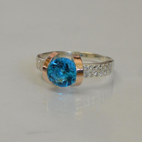 Срібна каблучка  зі вставками з золота