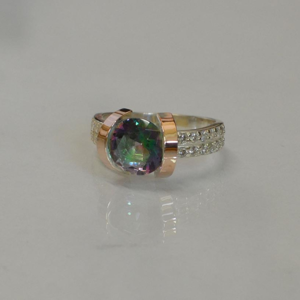 Срібна каблучка  зі вставками з золота