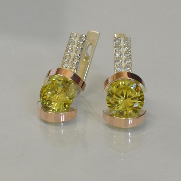 Серебряные серьги со вставками из золота