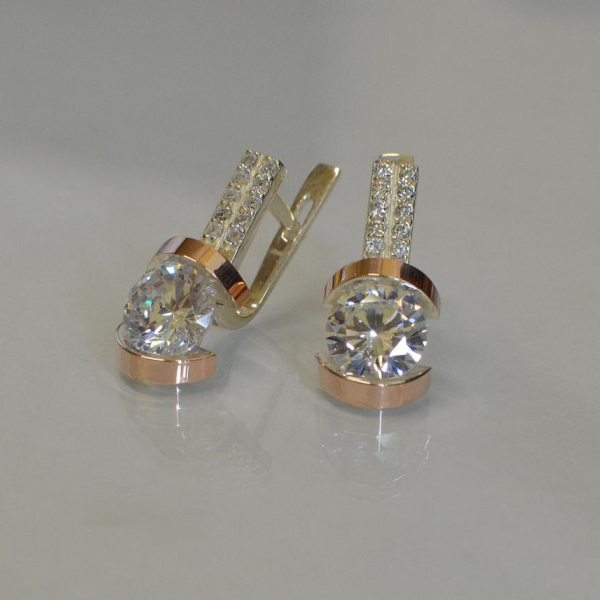 Серебряные серьги со вставками из золота