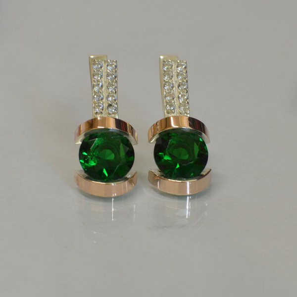 Серебряные серьги со вставками из золота