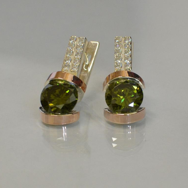 Серебряные серьги со вставками из золота