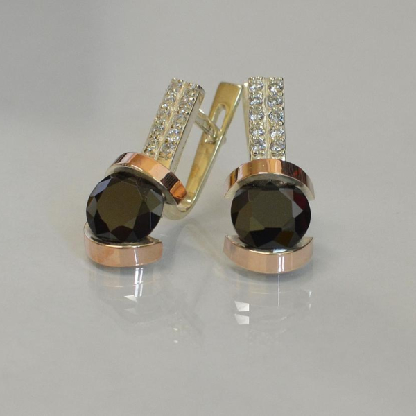 Серебряные серьги со вставками из золота