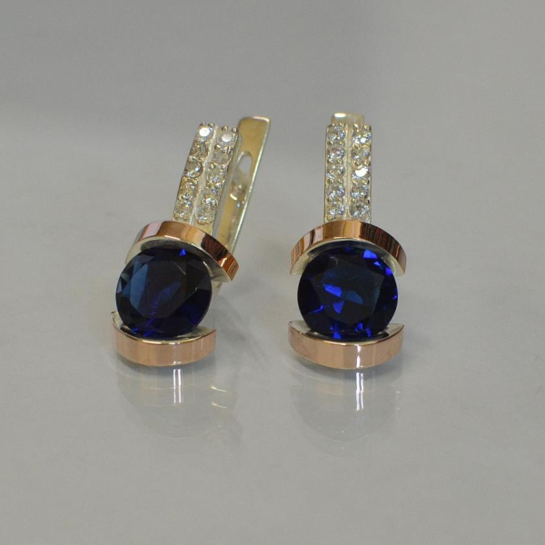 Серебряные серьги со вставками из золота