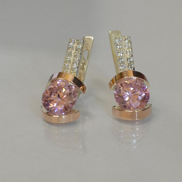 Серебряные серьги со вставками из золота