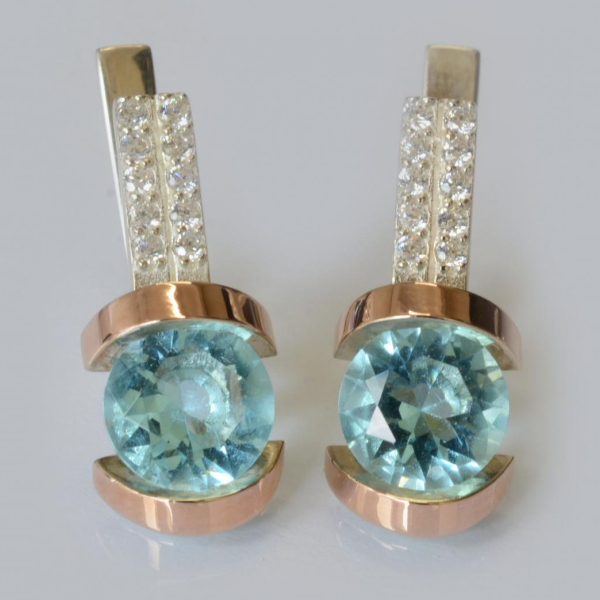 Серебряные серьги со вставками из золота