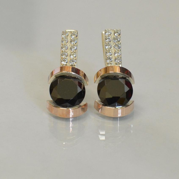 Серебряные серьги со вставками из золота