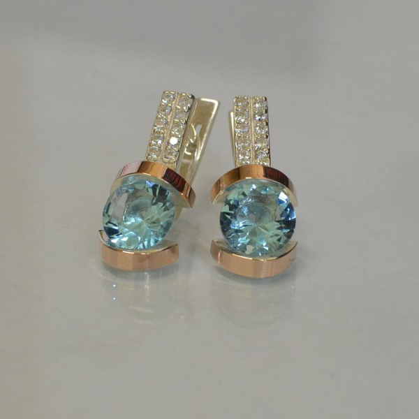 Серебряные серьги со вставками из золота