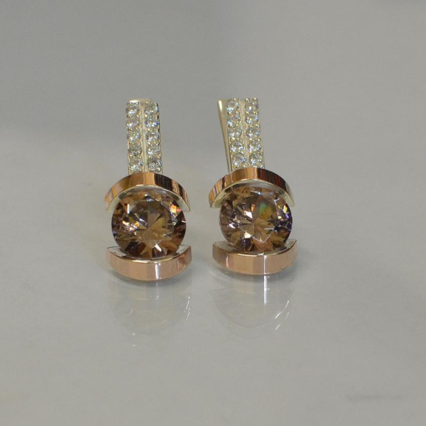 Серебряные серьги со вставками из золота