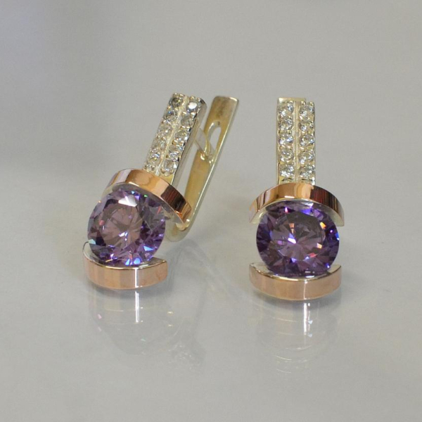 Серебряные серьги со вставками из золота