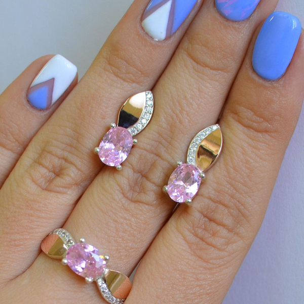 Срібний набір з золотими напайками