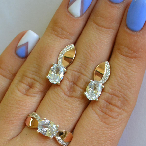 Срібний набір з золотими напайками