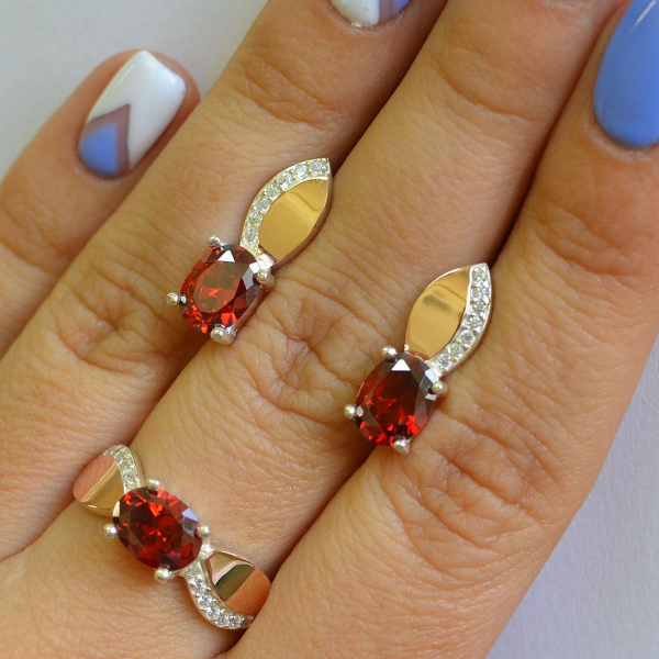 Срібний набір з золотими напайками