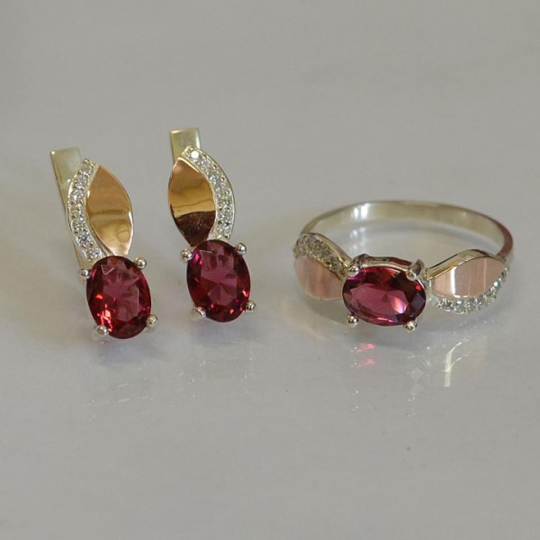 Срібний набір з золотими напайками