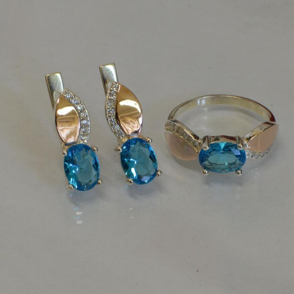 Срібний набір з золотими напайками