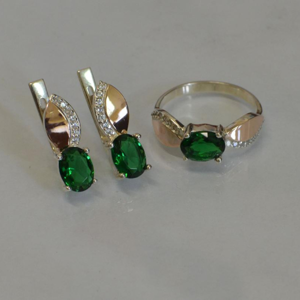 Срібний набір з золотими напайками