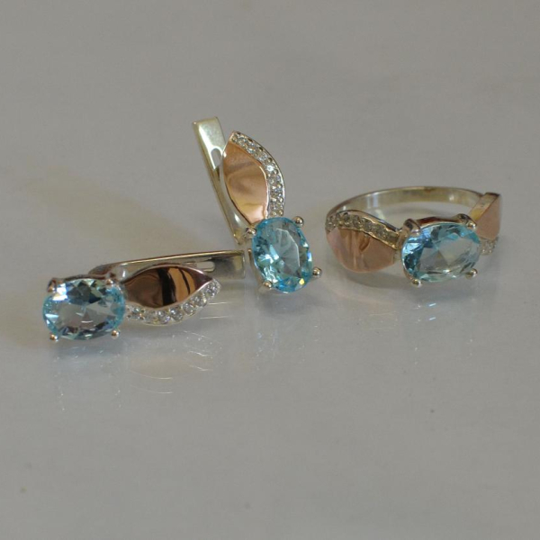 Срібний набір з золотими напайками