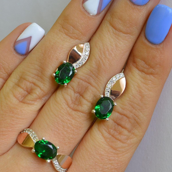 Срібний набір з золотими напайками