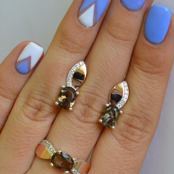 Срібний набір з золотими напайками